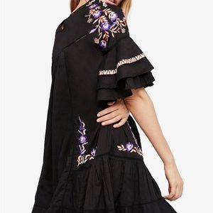 FREE PEOPLE PAVLO RUFFLE FLOUNCE EMBROIDERED DRESS